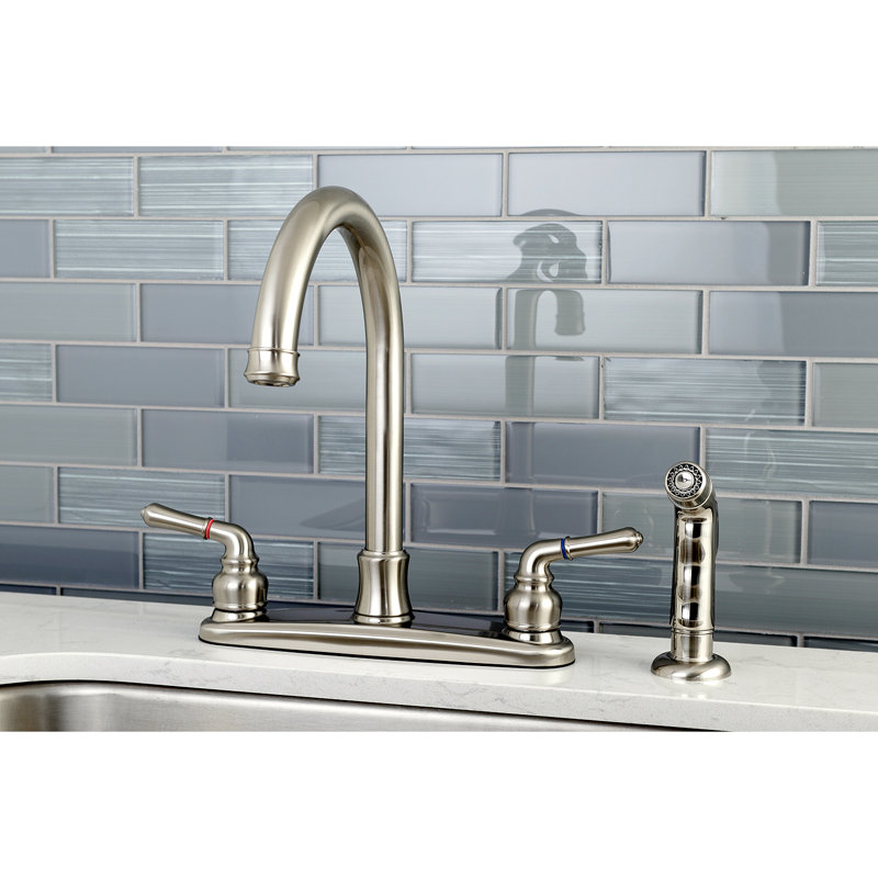 Kingston Brass Naples Double Handle Kitchen Faucet with Side Spray